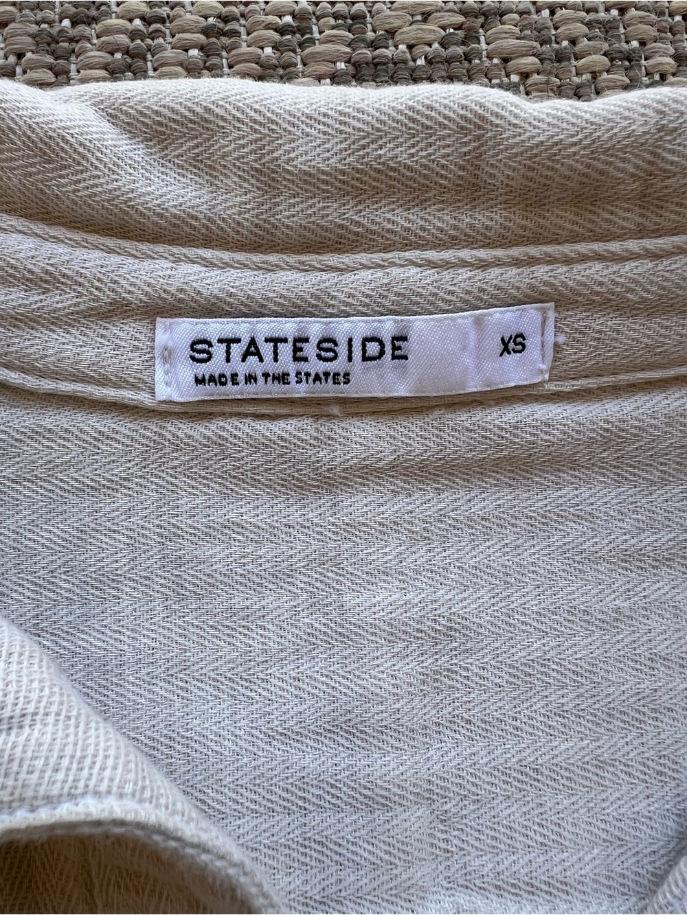 Stateside Beige Twist Front Button Down Top XS Soft Knit Long Sleeve - Picture 4 of 6